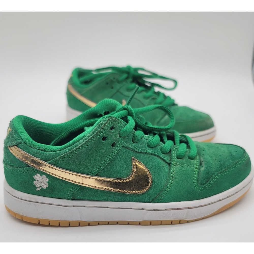 Nike SB Dunk Low St. Patrick's Day Green Gold Clover Sneakers Kids Size 1Y DN367